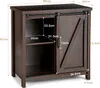 A diagram showing the dimensions of a dark brown wooden cabinet with sliding doors. Podgląd zdjęcia produktu