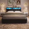 UnboxG Polsterbett 180x200 cm Grau mit LED, 2 Schubladen & Produktbild-Vorschau 2