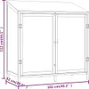 A line drawing of a storage shed with dimensions indicated by purple lines and text. Náhled obrázku produktu