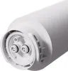 A close-up, angled view of the end of a white water filter cartridge, showing its connection ports. Produktbild-Vorschau