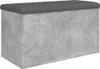 A rectangular storage bench with a dark gray cushioned top and a concrete-effect textured body. Náhled obrázku produktu