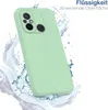 A light green phone case is shown with water splashing around it, suggesting water resistance. Text in the upper right corner indicates 'Flüssigkeit abweisende Oberfläche' (liquid-repellent surface). Produktbild-Vorschau