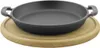 Servierpfanne 14 cm emaillierte Bratpfanne Holzuntersetzer Produktbild-Vorschau 1
