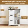 A white and dark brown storage cabinet with drawers and an open cabinet section displaying books. Anteprima dell’immagine prodotto