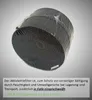 A black activated carbon filter, wrapped in plastic, with descriptive text below. Produktbild-Vorschau