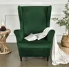 A green wingback armchair with a blanket and a newspaper on it, placed in a room with a side table and a plant. Anteprima dell’immagine prodotto