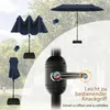 A collage of images showcasing a navy blue patio umbrella in various states of use and a close-up of its crank mechanism. Anteprima dell’immagine prodotto
