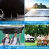 A collage of four images showing different uses of a car sunshade and umbrella. Produktbild-Vorschau