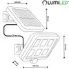 Diagram showing the dimensions and components of a LUMILED solar light. Produktbild-Vorschau