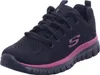 A single black and pink Skechers women's athletic shoe is shown from a side-angle on a white background. Voir les images du produit