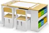GOPLUS Kinderkunsttisch mit 2 Stuhl & seitliche offene Produktbild-Vorschau 1
