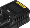 Close-up view of a black Nitecore UMS2 battery charger. Podgląd zdjęcia produktu