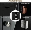 A collage of close-up images highlighting the features of a black cabinet. Náhled obrázku produktu