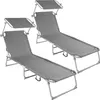 Two gray foldable sun loungers with canopies are shown against a white background. Náhled obrázku produktu