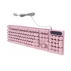 A pink wired keyboard with round keys and a USB cable is shown against a white background. Náhled obrázku produktu