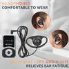 A product shot of a Retekess T130S tour guide system with close-up insets showing the earpiece in use. Produktbild-Vorschau