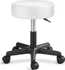 A white rolling stool with a black base and wheels, shown against a white background. Anteprima dell’immagine prodotto