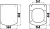 Diagrams showing the dimensions of two toilet seats. Produktbild-Vorschau