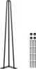 A black hairpin table leg and screws are shown against a white background. Produktbild-Vorschau