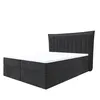 A black upholstered box spring bed with a white mattress and topper, shown against a white background. Produktbild-Vorschau