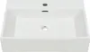A white ceramic sink with a faucet hole and a drain hole. Produktbild-Vorschau