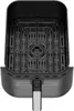 An empty black air fryer basket with a silver handle is shown from a top-down perspective against a white background. Náhled obrázku produktu