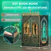 A DIY book nook with decorative LED lighting, showing dimensions and features. Náhled obrázku produktu