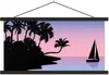 MuchoWow® Textilposter Boot - Palme - Sommer - Nacht 90x45 Produktbild-Vorschau 1