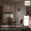 A smart home device in a living room setting, with a phone displaying a control interface. Podgląd zdjęcia produktu