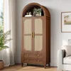 Merax Kleiderschrank mit Bogen-Nische und Rattan-Doppeltür, Produktbild-Vorschau 8