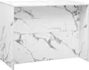 A white kitchen island with a marble-like pattern. Voir les images du produit