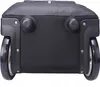 The bottom view of a black trolley bag with two large wheels and two small support feet. Podgląd zdjęcia produktu