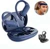 A product shot of blue wireless earbuds in their charging case, with a smaller inset image of a woman wearing similar earbuds. Produktbild-Vorschau