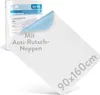 A washable incontinence pad with anti-slip nubs shown from above and slightly angled, with its packaging in the background. Produktbild-Vorschau