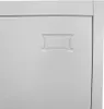 Close-up of a light gray metal cabinet door with a recessed handle. Produktbild-Vorschau