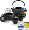 Dimono Gusseisen Teeservice Set Schwarz – 1,3 L Teekanne Produktbild-Vorschau 1