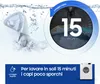 A washing machine with a quick wash cycle highlighted, showing clothes being washed and a timer. Podgląd zdjęcia produktu