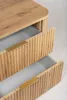 A close-up view of two drawers of a wooden cabinet with gold handles. Voir les images du produit