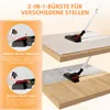 An illustration showing a 2-in-1 brush for different surfaces, demonstrating how to change the brush head by pressing a button. Voir les images du produit