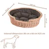 Hundekorb aus Weide oval mit einem Kissen 100X75 H27 CM Produktbild-Vorschau 4