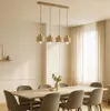 A modern dining room with a light wood table, upholstered chairs, and a beige pendant light fixture. Produktbild-Vorschau