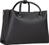 A black leather handbag is shown from a side-angle against a white background. Produktbild-Vorschau