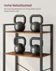 A shelf with kettlebells on it, with text overlay describing its load capacity. Produktbild-Vorschau