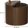A wooden side table with a hinged lid, showing dimensions. Anteprima dell’immagine prodotto