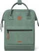 A studio shot of a green corduroy backpack. Produktbild-Vorschau