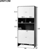 A diagram of a cabinet with dimensions. Produktbild-Vorschau