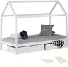 Kinderbed met matras, huisbed, 90x200 cm, wit, met Productafbeelding-voorbeeld 5