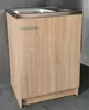 A wooden under-sink cabinet with a stainless steel sink and faucet. Podgląd zdjęcia produktu