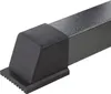 A close-up view of a black rubber foot with a textured surface attached to a gray metal bar. Náhled obrázku produktu