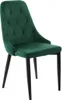 A green velvet chair with black legs on a white background. Náhľad obrázku produktu